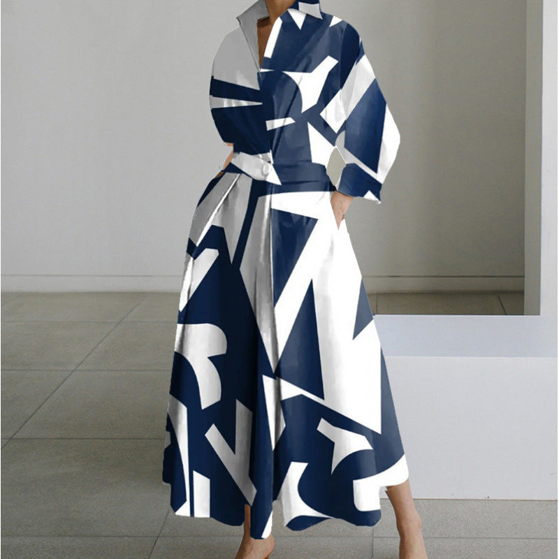 Women's Maxi Dress Front Wrap Collared Elegant Casual Flowing 7