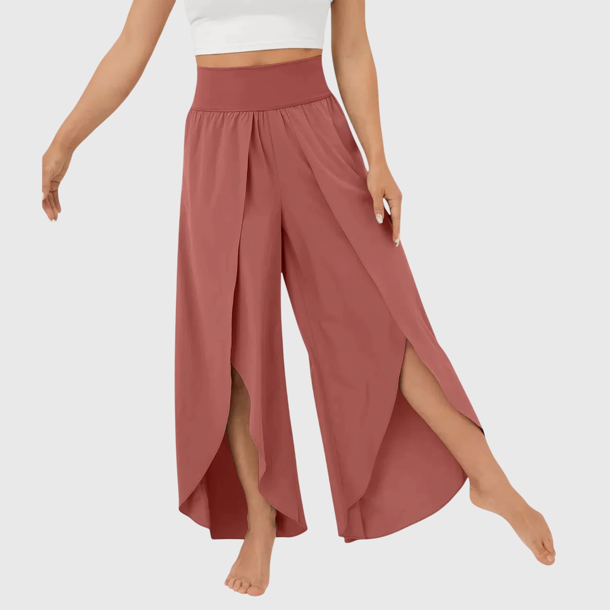 Women's Pants Lightweight Fabric Flared Cut with Integrated Shorts for Summer 11