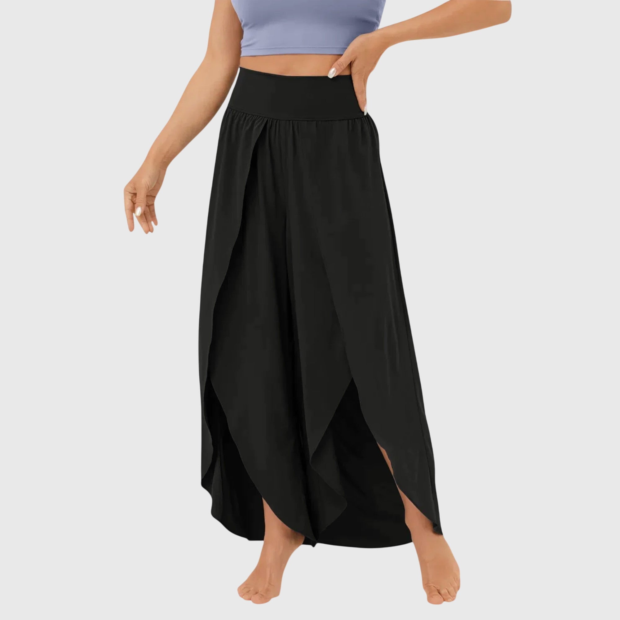 Women's Pants Lightweight Fabric Flared Cut with Integrated Shorts for Summer 6