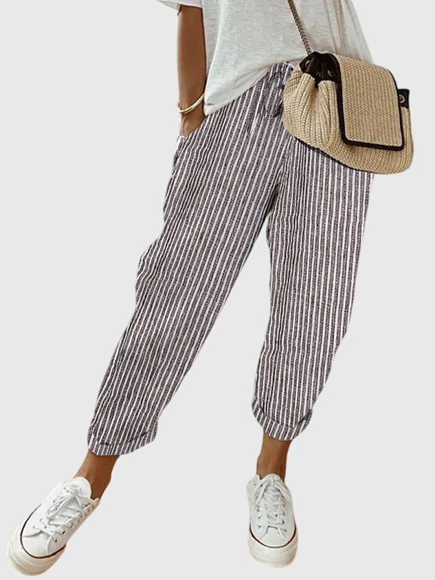 Women's Pants Lightweight Fabric High Waist Relaxed Fit with Pockets 4