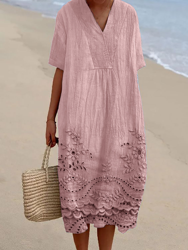 Women's Summer Dress Cotton Blend Flowing Midi Bohemian Chic 2