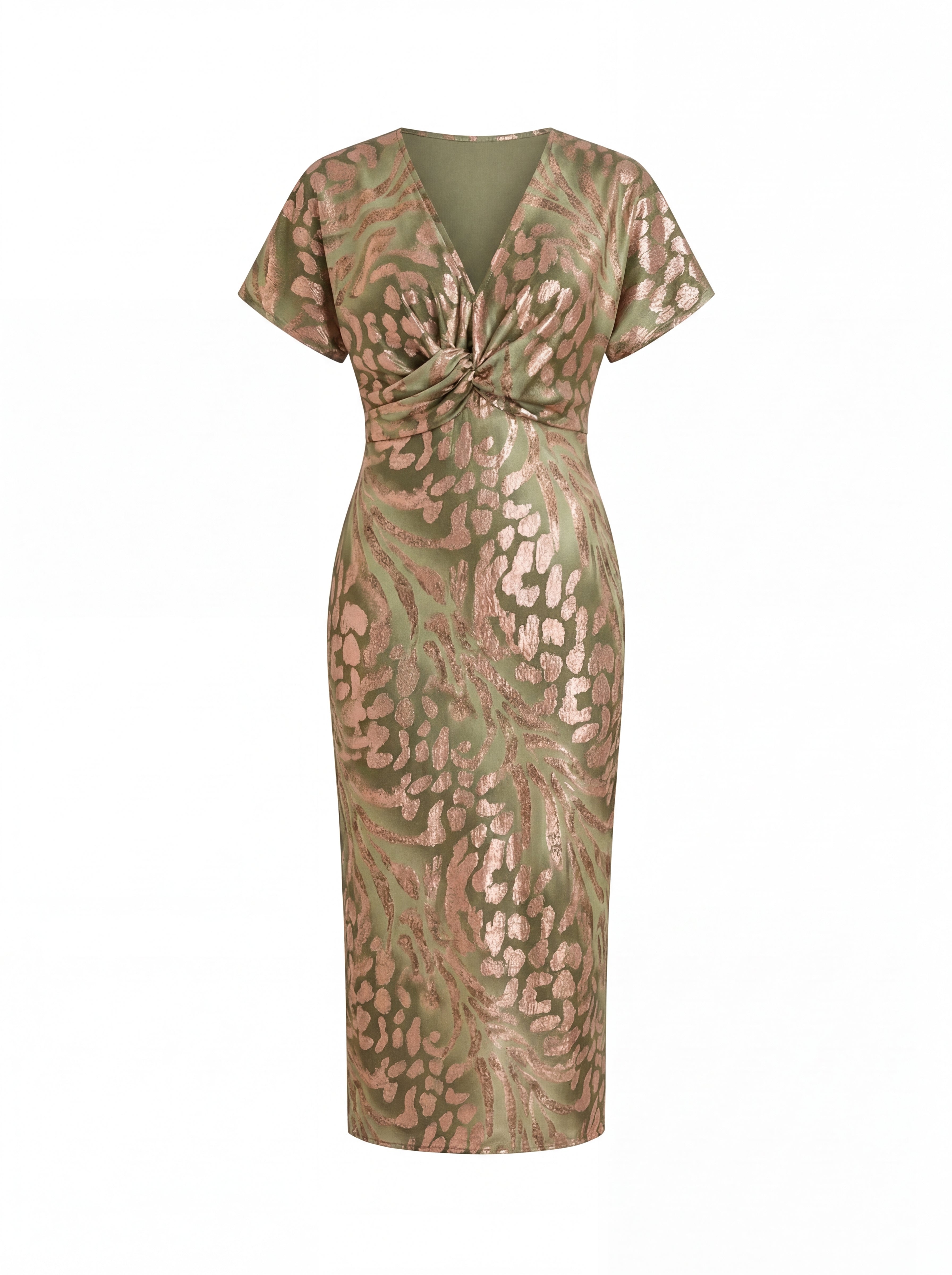 Women's Summer Dress Midi Lightweight Copper Waist Tie Envelope Cut 5