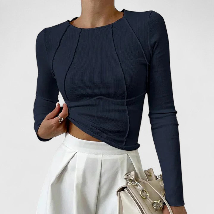 Women's Top Cotton Long Sleeve Sculpted Fit Elegant Design 2
