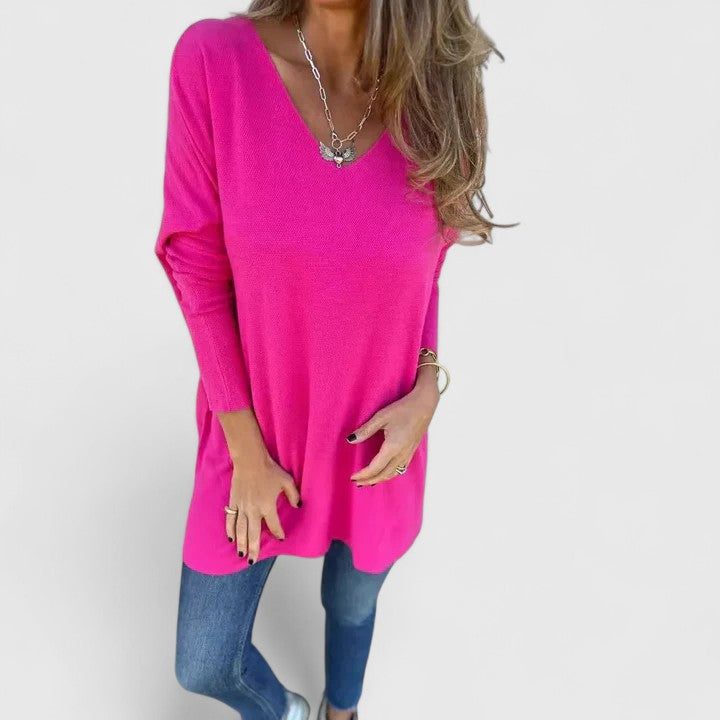 Women's Top V-Neck Oversized Longline Casual Fit