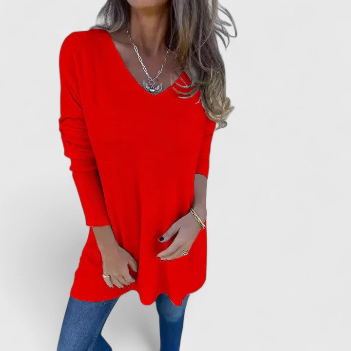 Women's Top V-Neck Oversized Longline Casual Fit