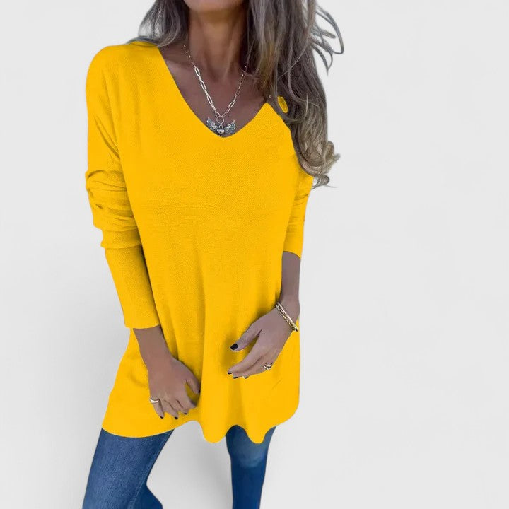 Women's Top V-Neck Oversized Longline Casual Fit