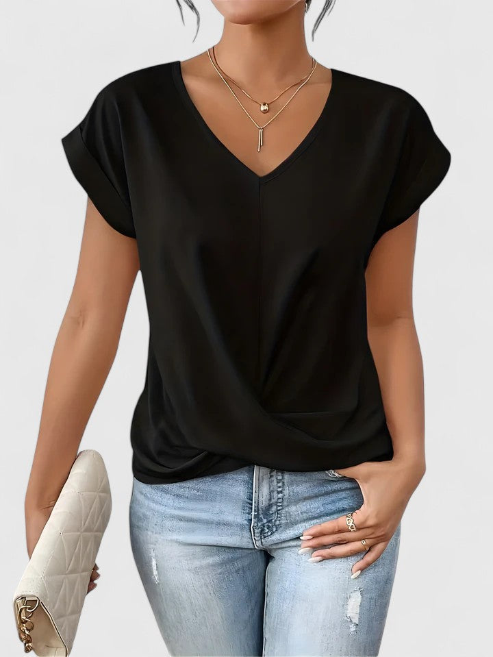 Women's Top Cotton V-Neck Twist Detail Everyday Wear 3