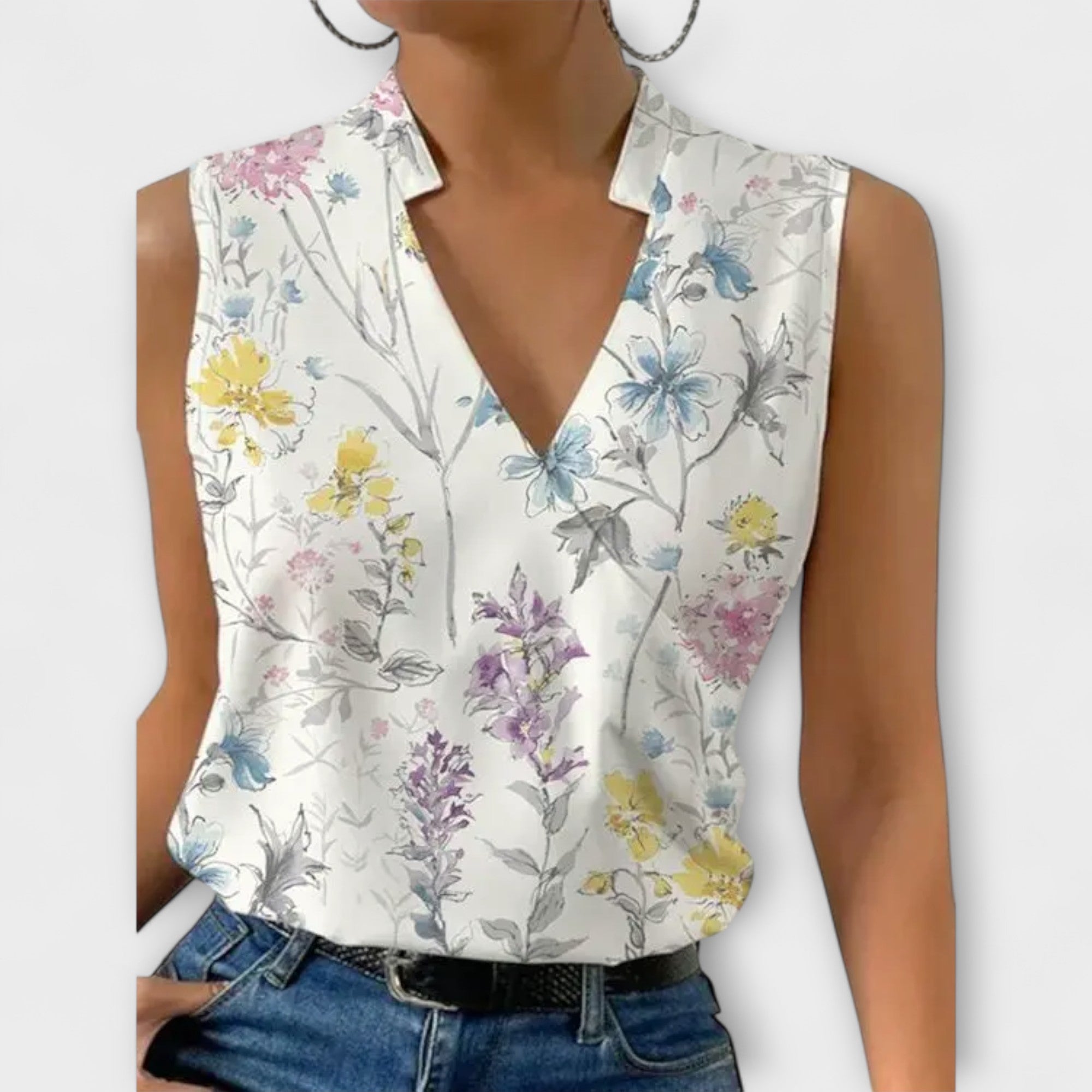 Women’s V-Neck Top Lightweight Breathable Fabric Casual Style 1