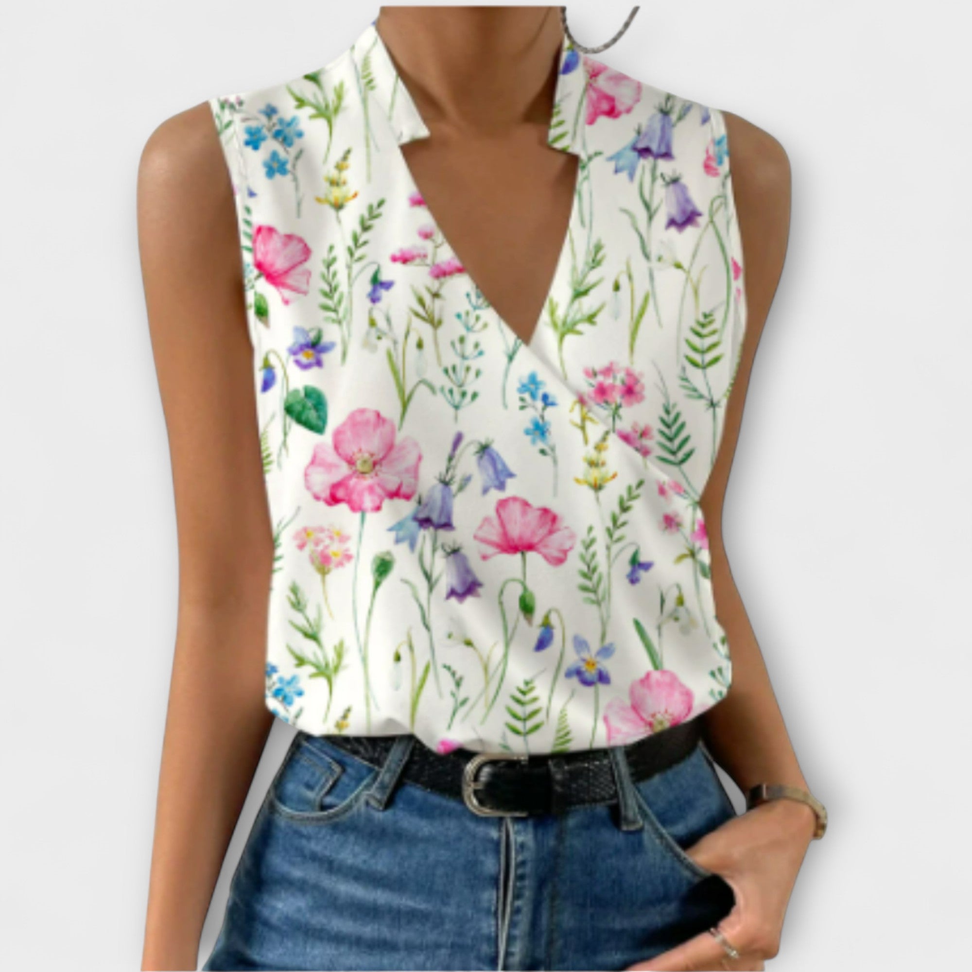 Women’s V-Neck Top Lightweight Breathable Fabric Casual Style 6