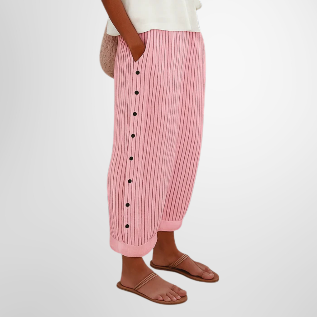 Women's Wide Leg Pants Cotton Elastic Waistband Wrinkle-Resistant Casual Chic 3