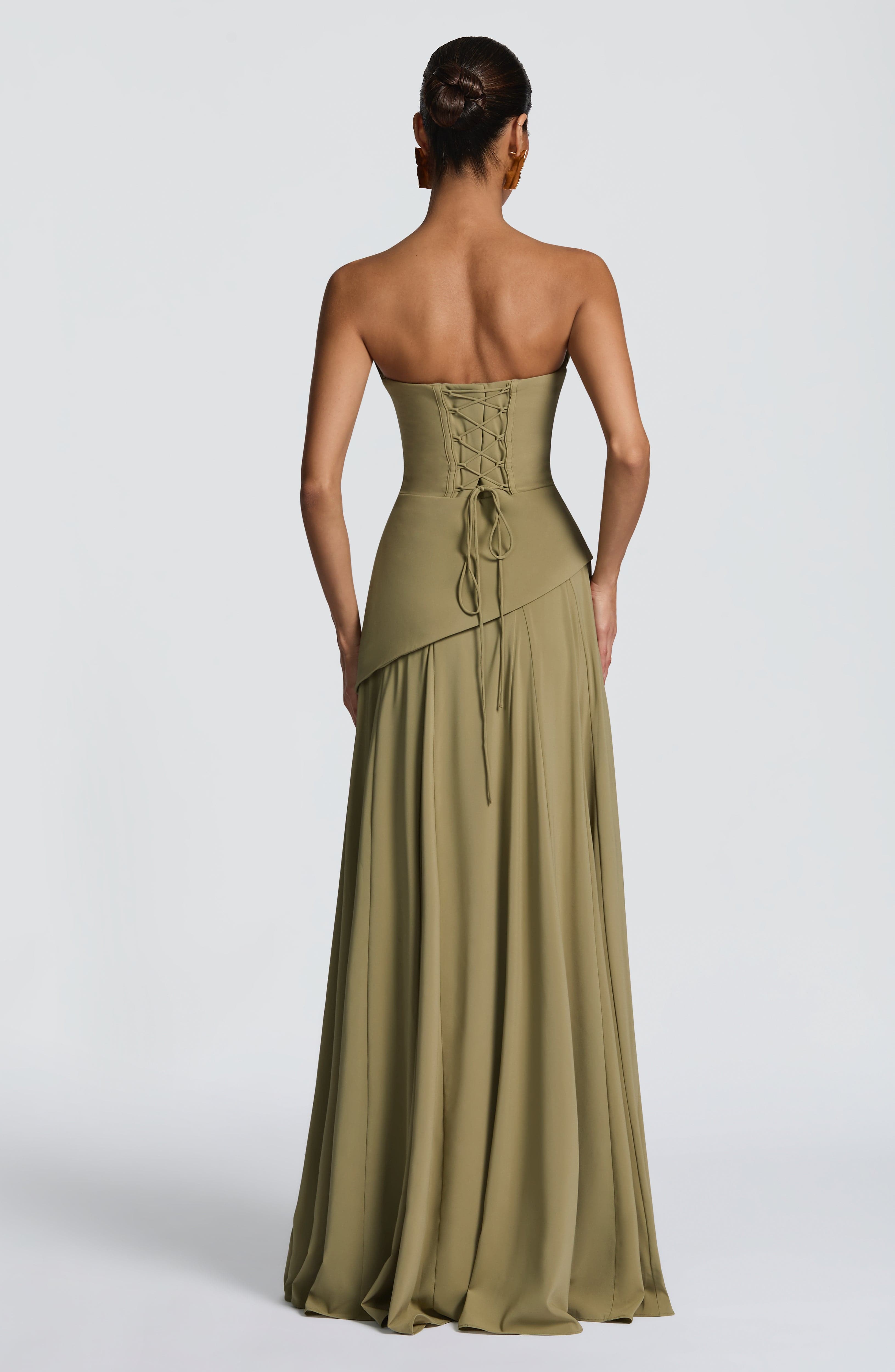 Womens Dress Satin Strapless Maxi Formal Evening Gown 5
