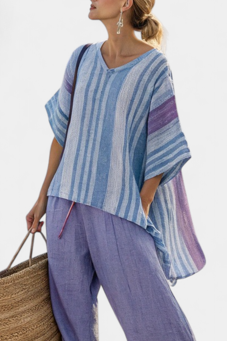 Zara | Women's Linen Striped Top & Wide-Leg Pants 2