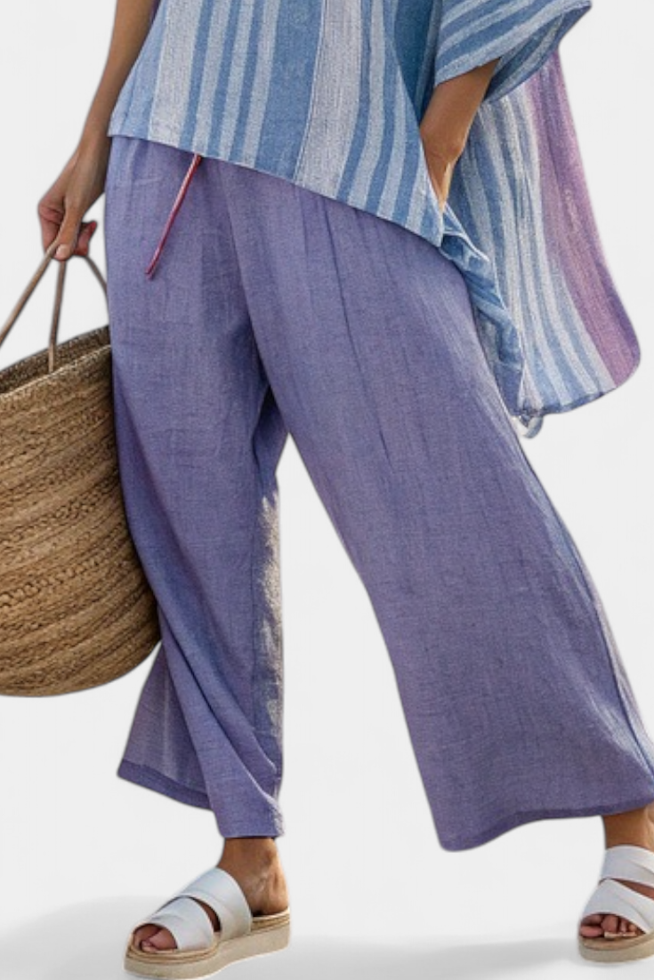 Zara | Women's Linen Striped Top & Wide-Leg Pants 3
