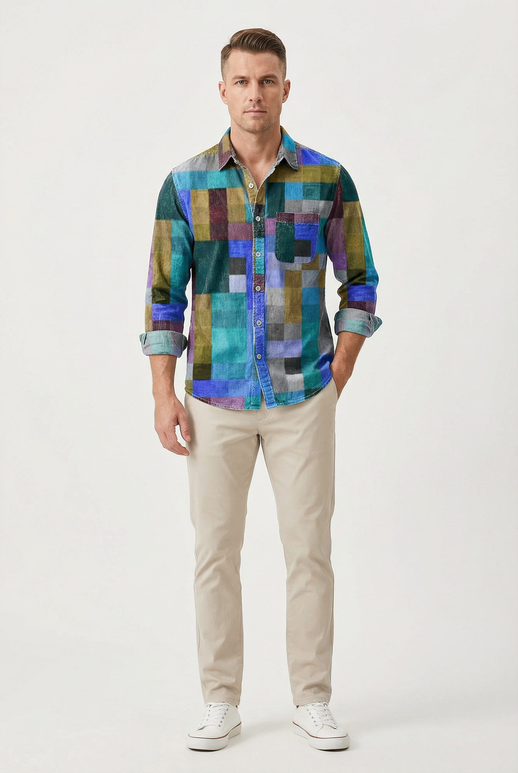 Men's Shirt Button-Up Breathable Fabric Casual Relaxed Fit