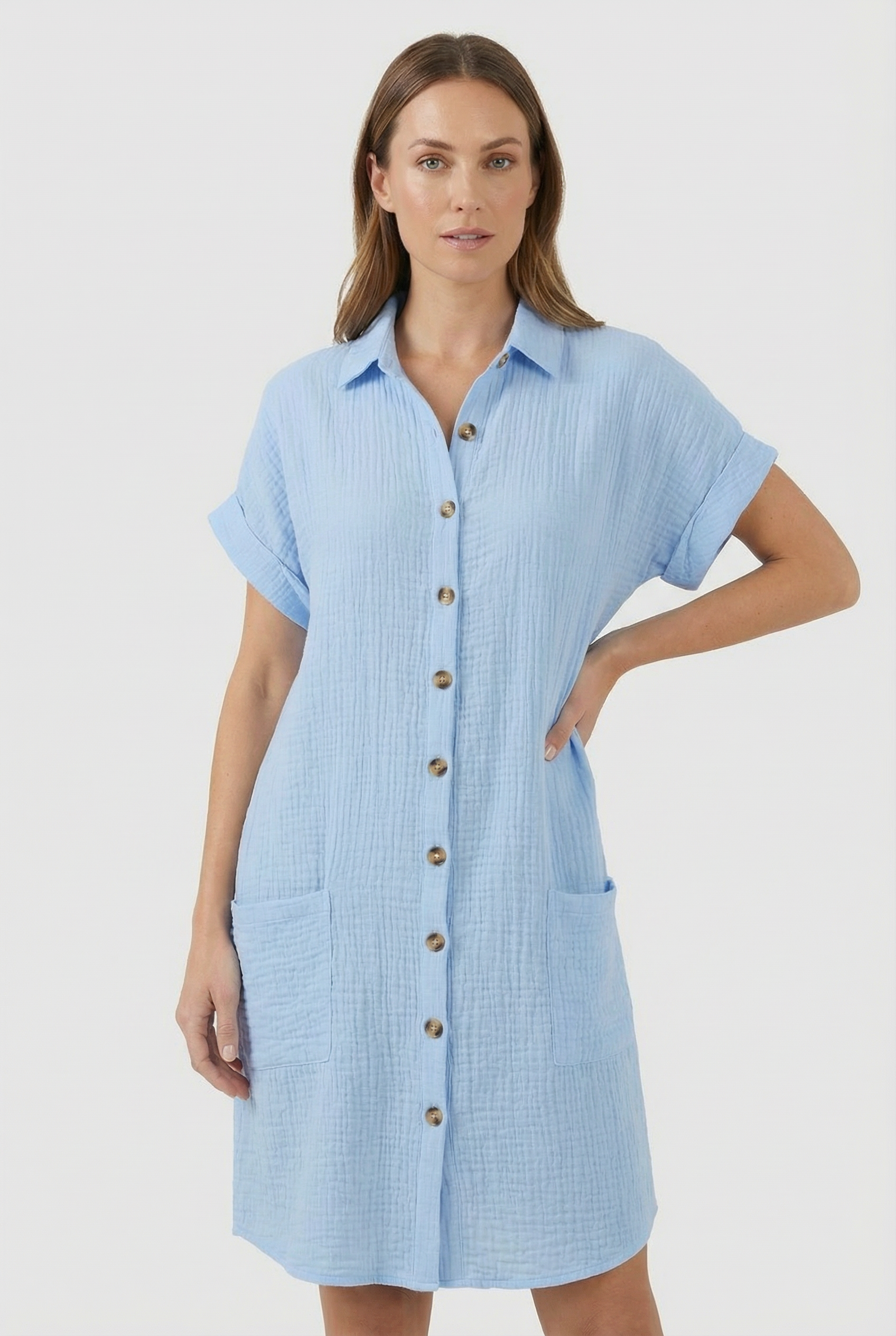 Women's Polo Shirt Dress Cotton Blend Short Sleeve