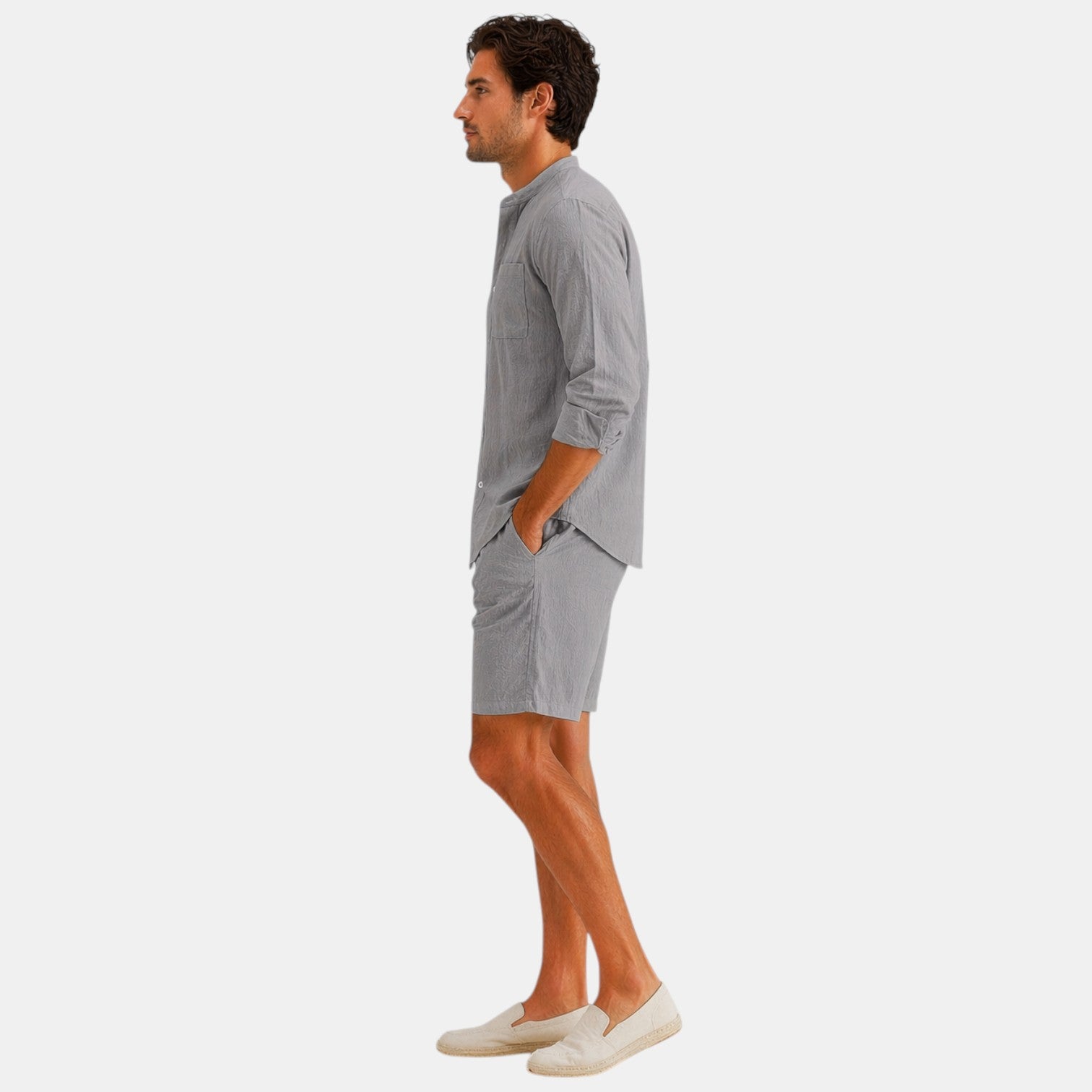 Men's Casual Summer Linen Short Sleeve Outfit Set