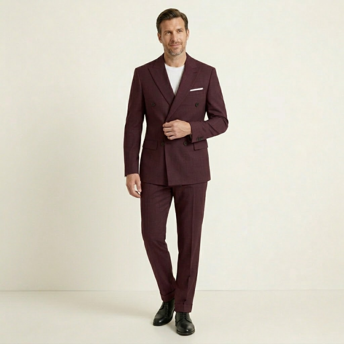 Men's Slim Fit Double-Breasted Blazer Wedding Suit