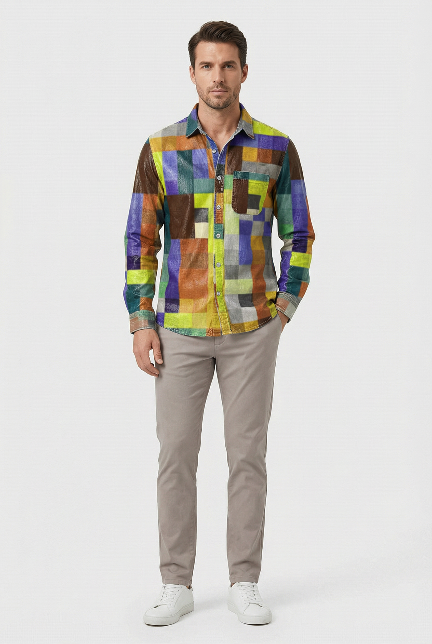 Men's Shirt Button-Up Breathable Fabric Casual Relaxed Fit
