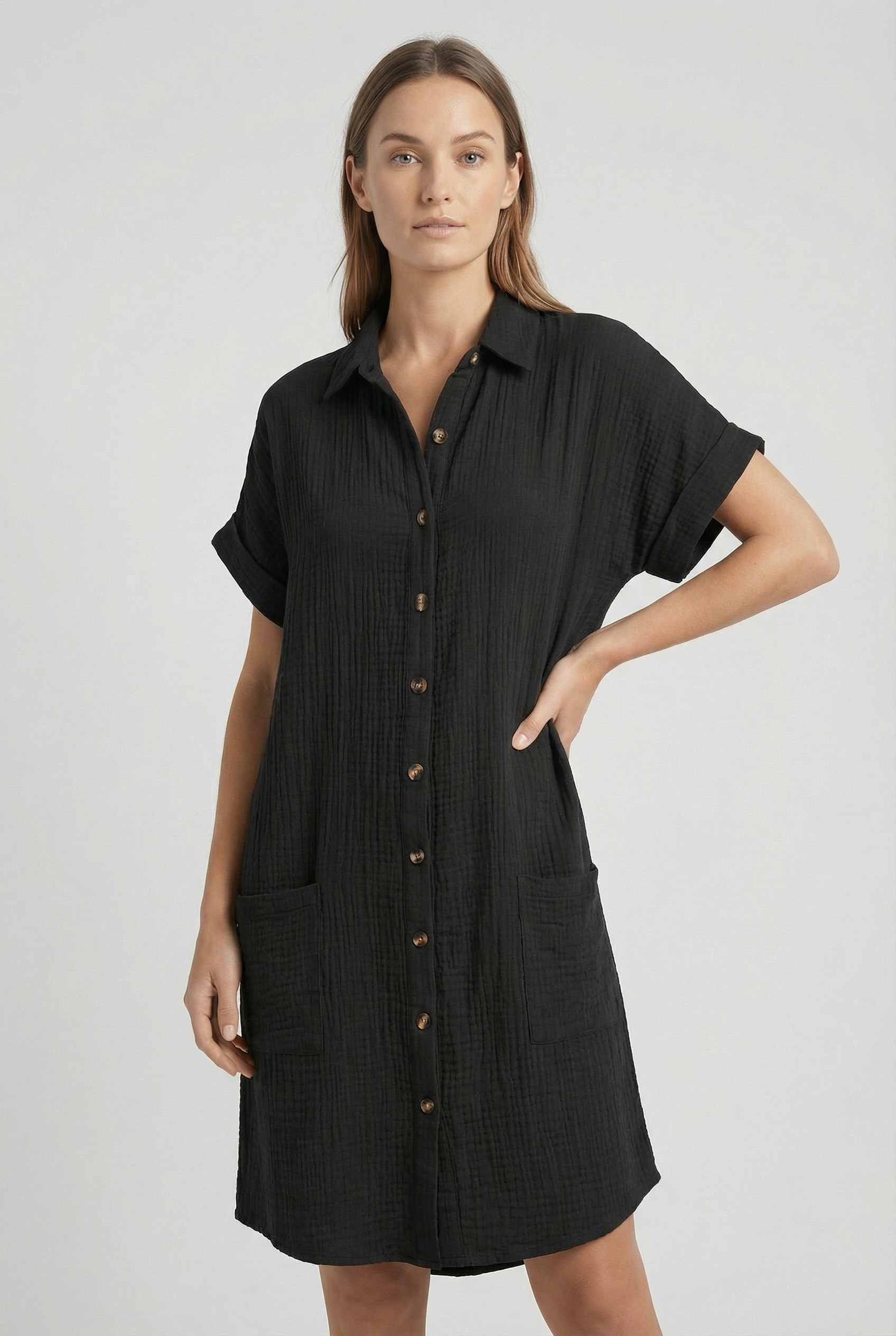 Women's Polo Shirt Dress Cotton Blend Short Sleeve