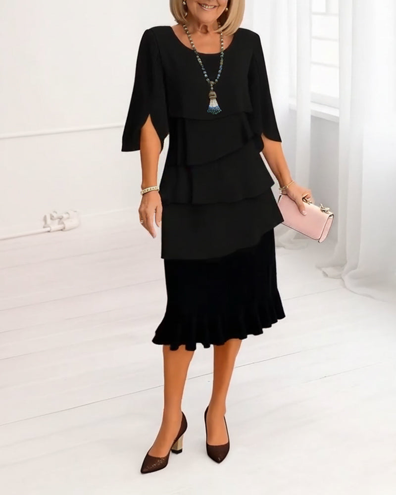 Women's Ruffle Dress V-Neck Sleeveless Midi Casual