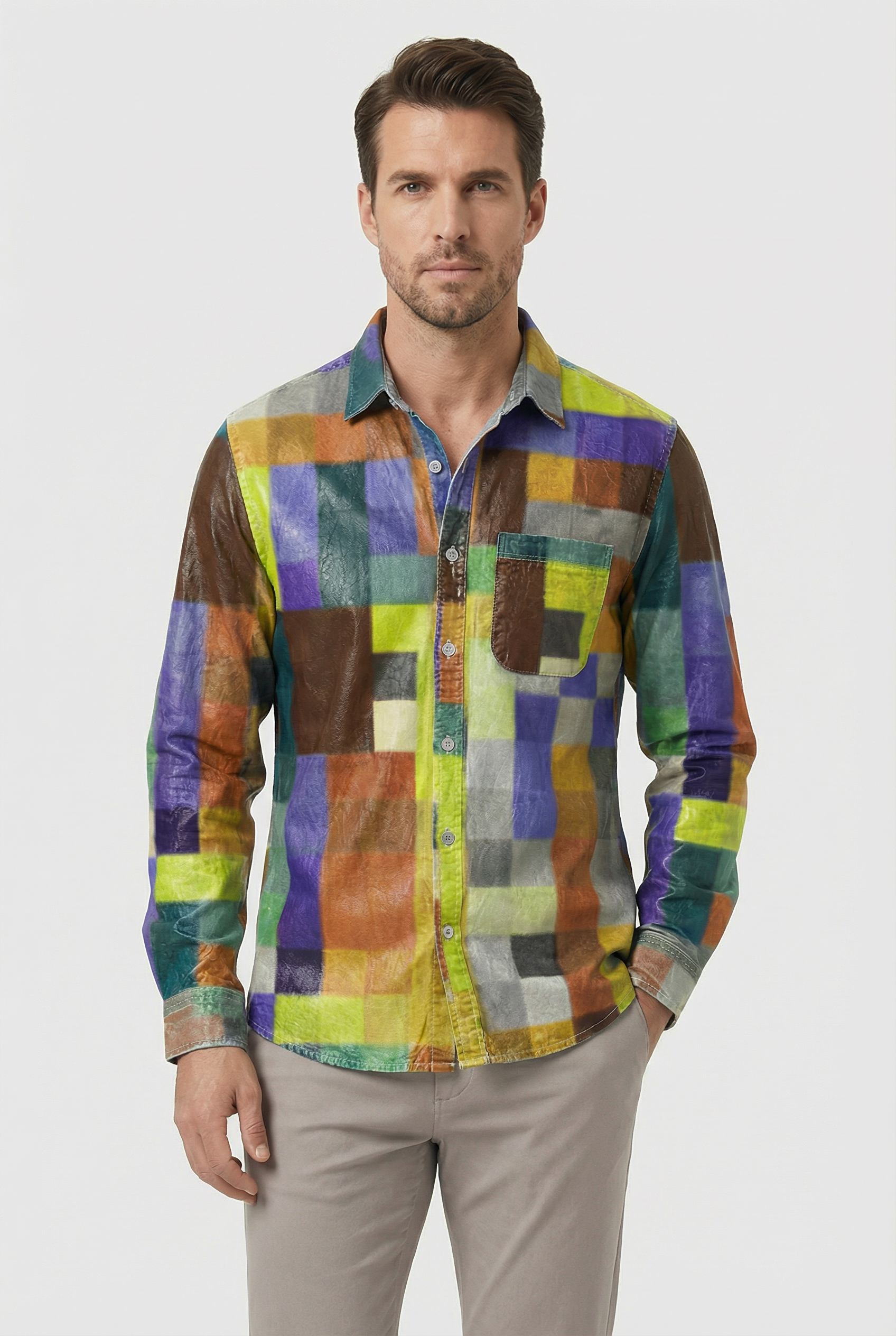 Men's Shirt Button-Up Breathable Fabric Casual Relaxed Fit