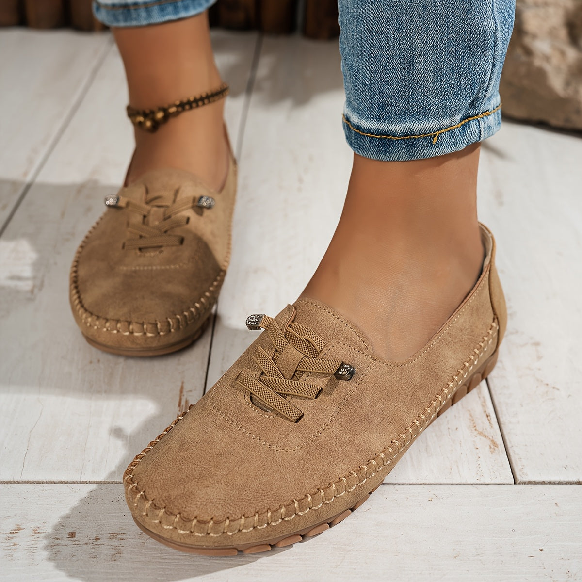 Women's Lace-Up Comfort Loafers Casual Footwear