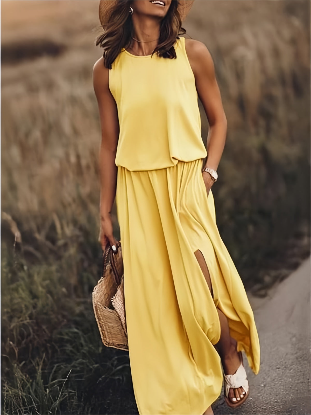 Women's Maxi Dress Sleeveless Blouson Casual Summer