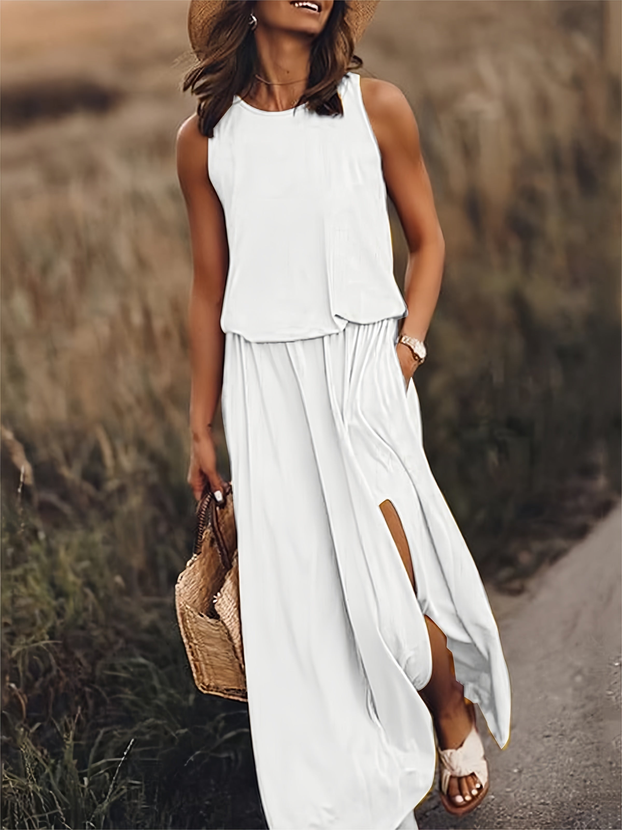 Women's Maxi Dress Sleeveless Blouson Casual Summer