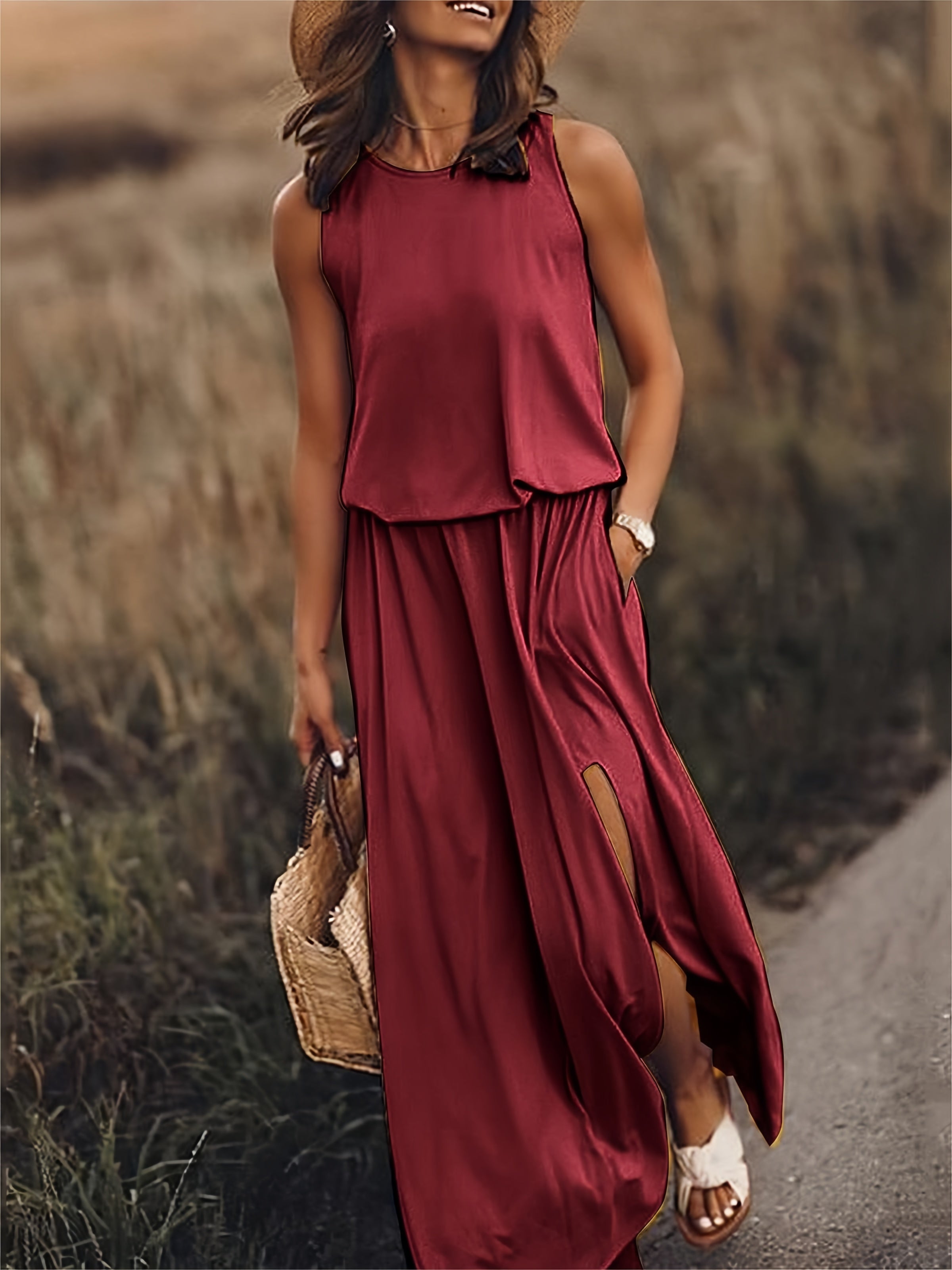Women's Maxi Dress Sleeveless Blouson Casual Summer