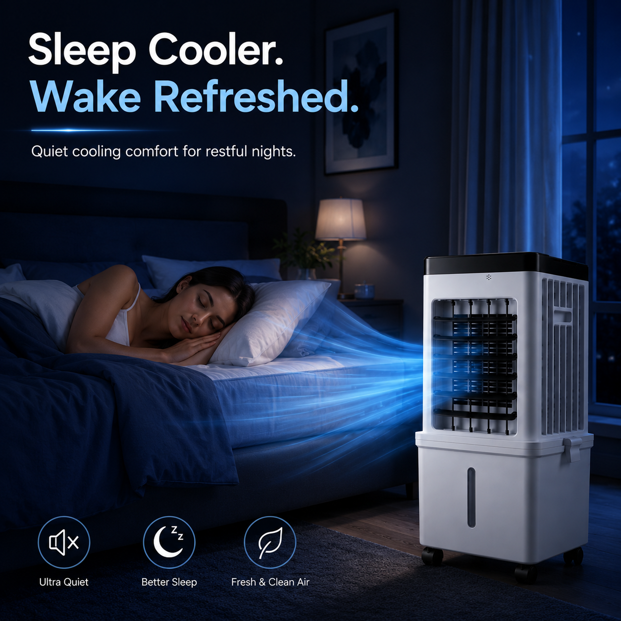 Portable Air Cooler Humidifier - 2-in-1 Compact Design for Home Office