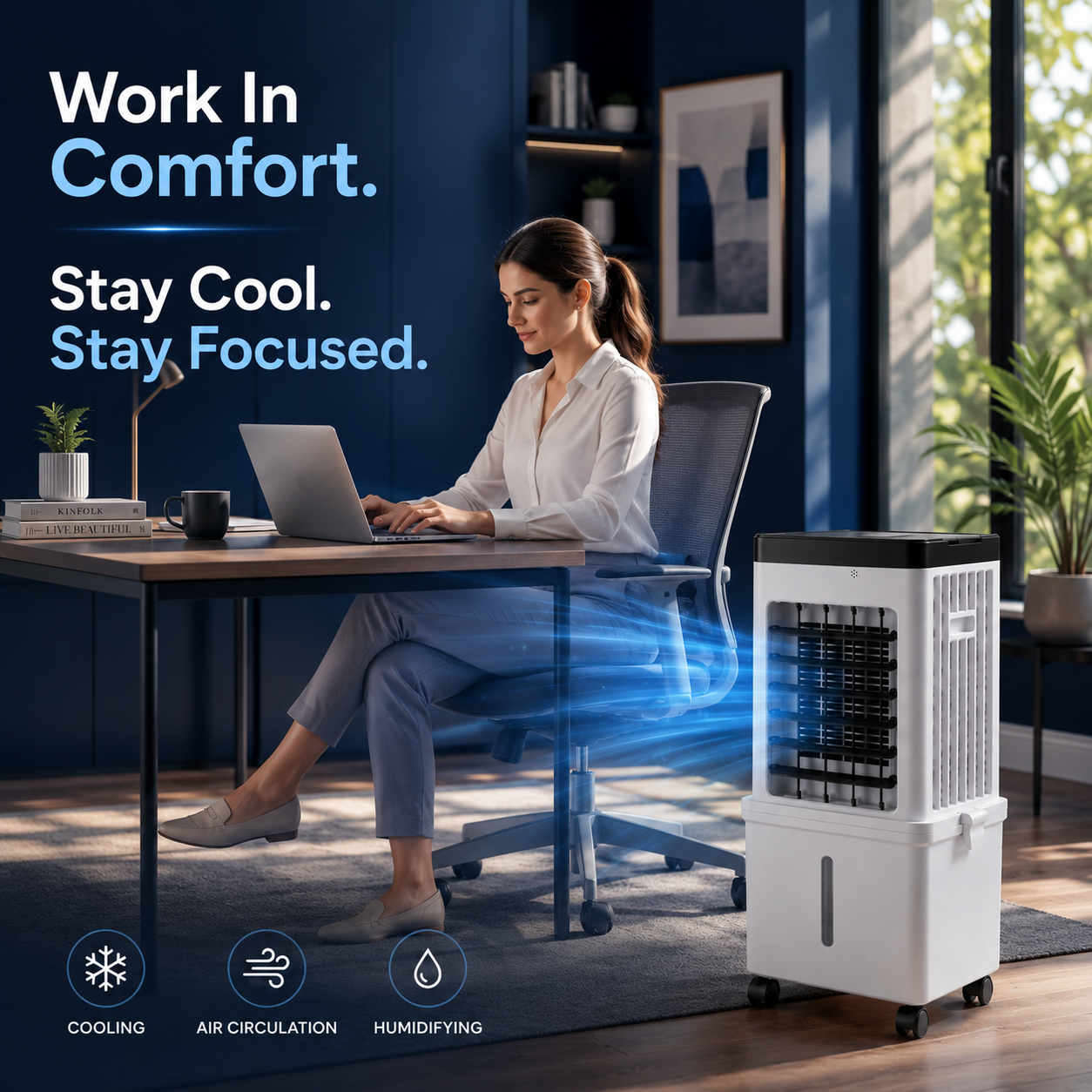Portable Air Cooler Humidifier - 2-in-1 Compact Design for Home Office