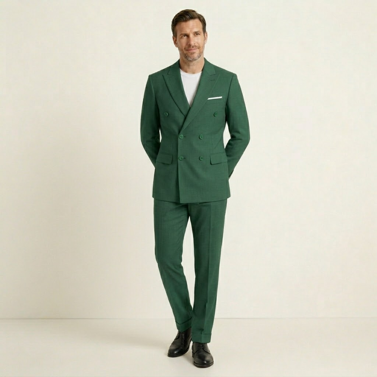 Men's Slim Fit Double-Breasted Blazer Wedding Suit