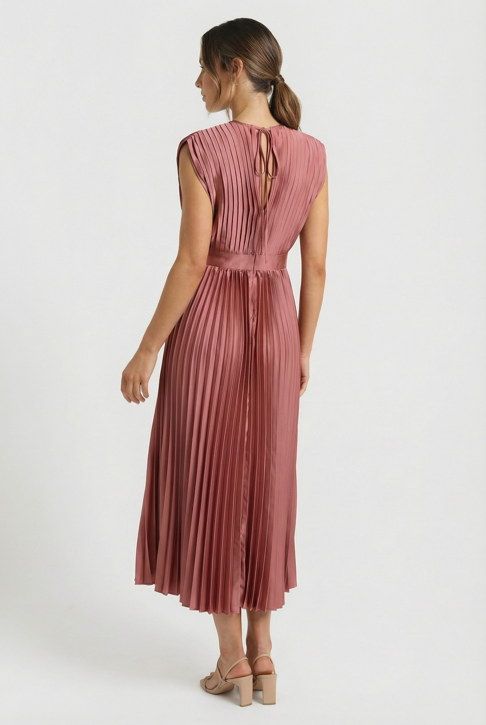 Women's Maxi Dress Pleated V-Neck Sleeveless