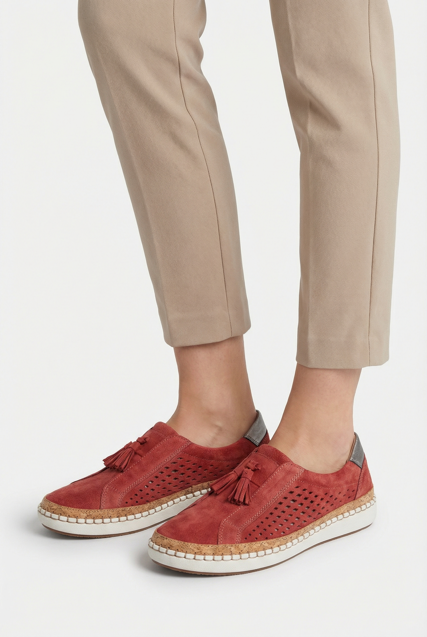 Women's Slip-On Shoes Vegan Leather Perforated Casual