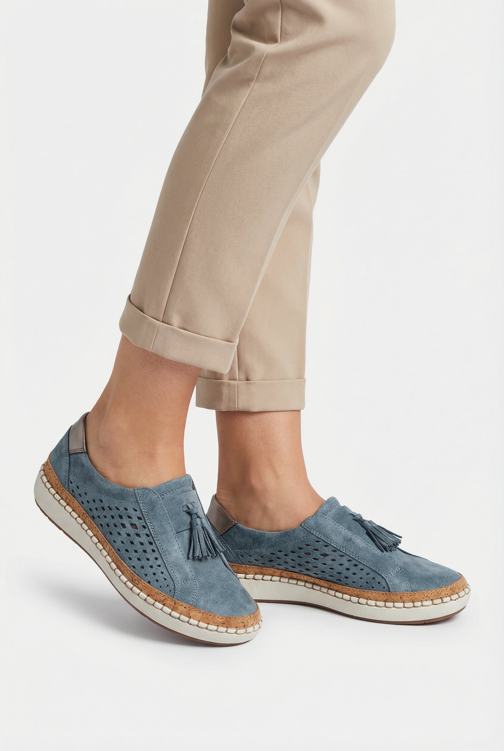 Women's Slip-On Shoes Vegan Leather Perforated Casual