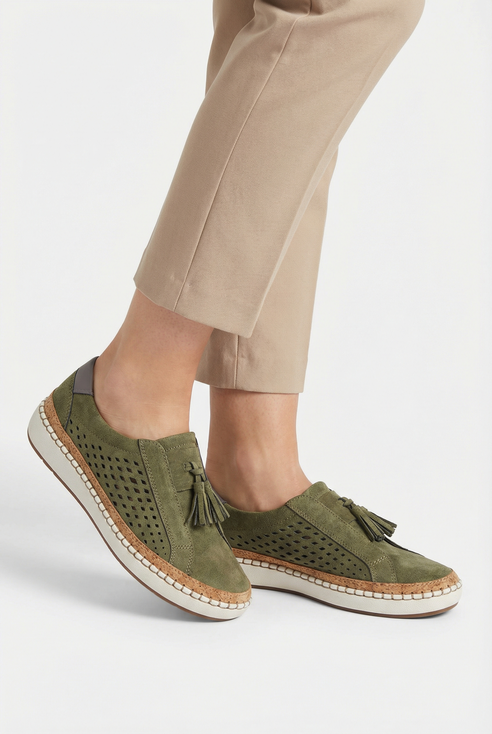 Women's Slip-On Shoes Vegan Leather Perforated Casual