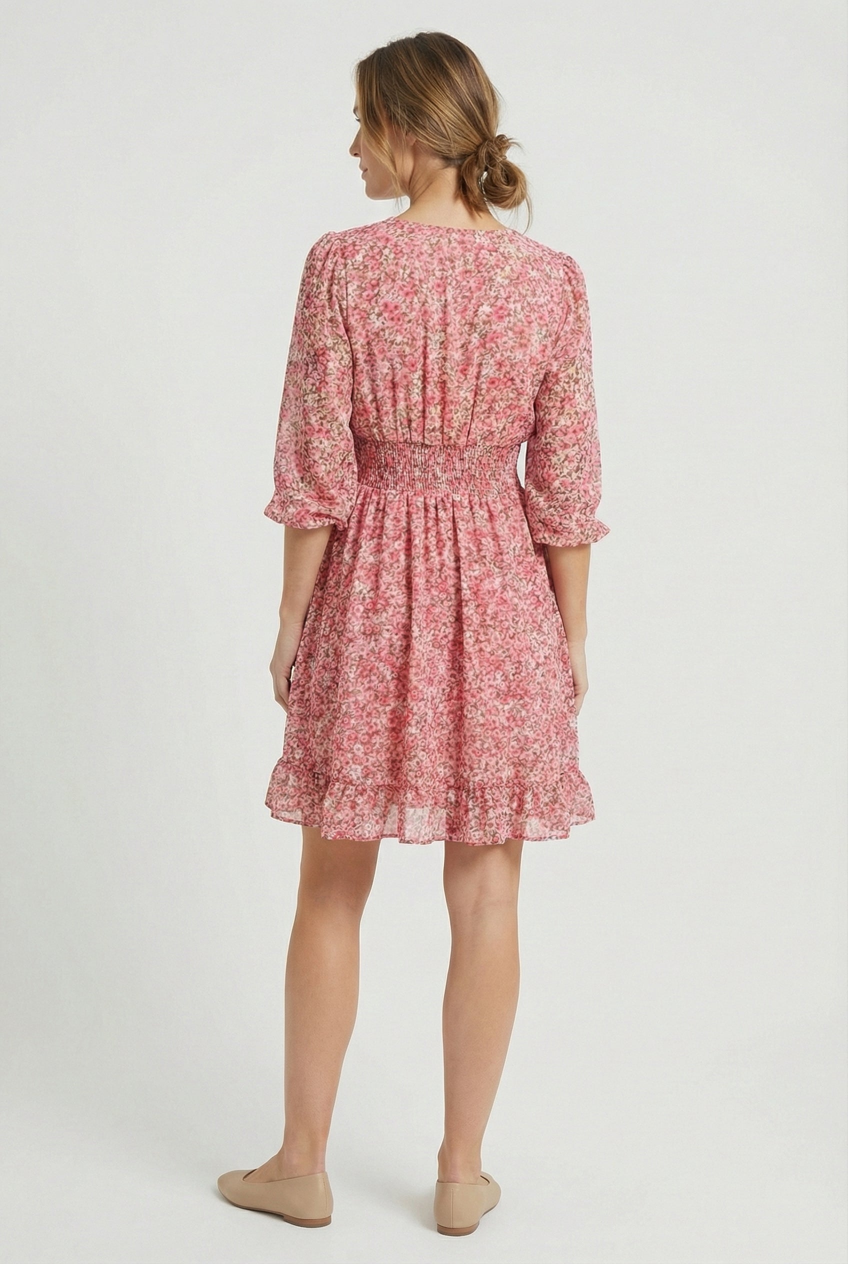Womens Dress Silky Soft V-Neck Flowy Skirt Ruffles Summer Dresses