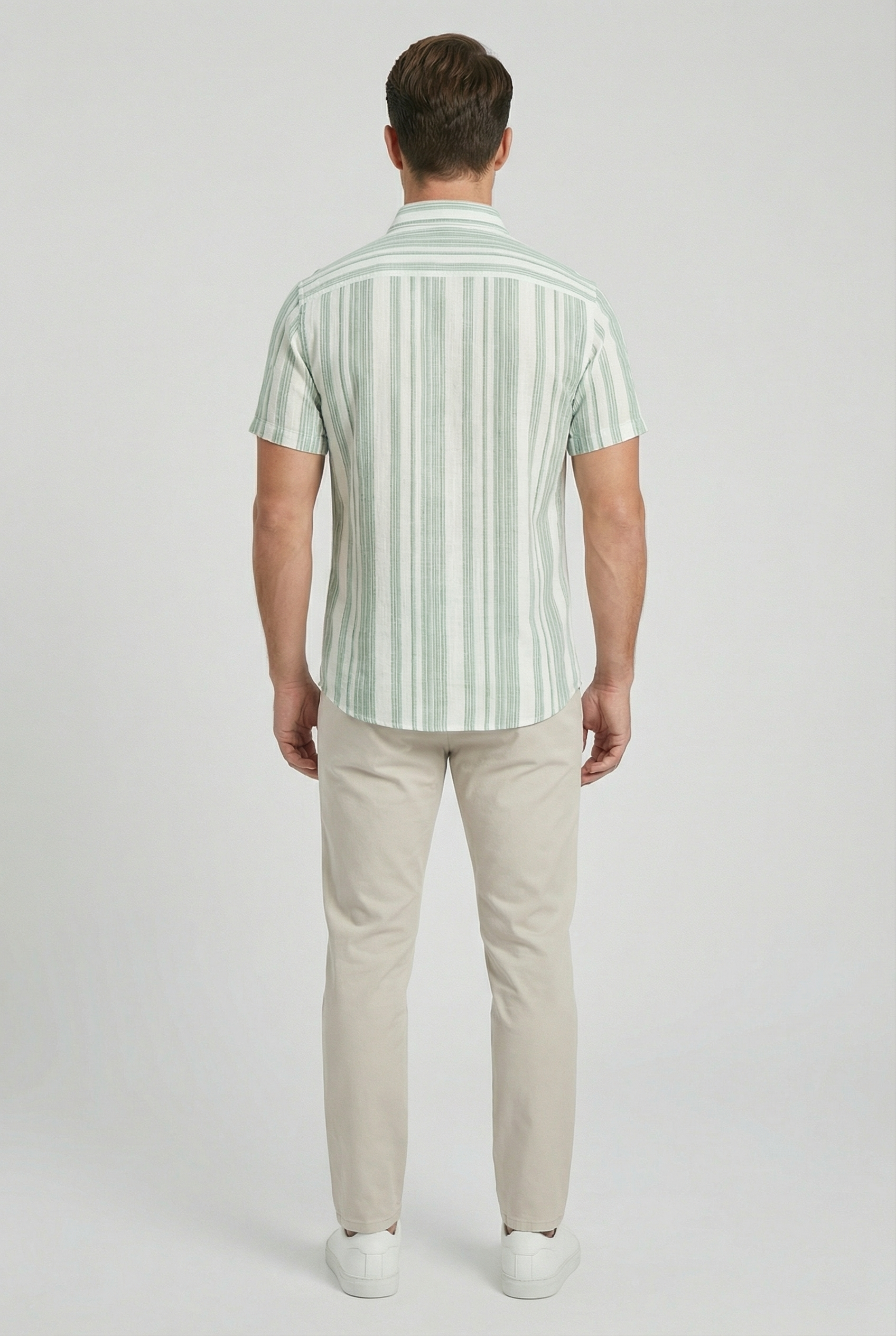 Men's Shirt Cotton Short Sleeve Striped Design with 3D Digital Print