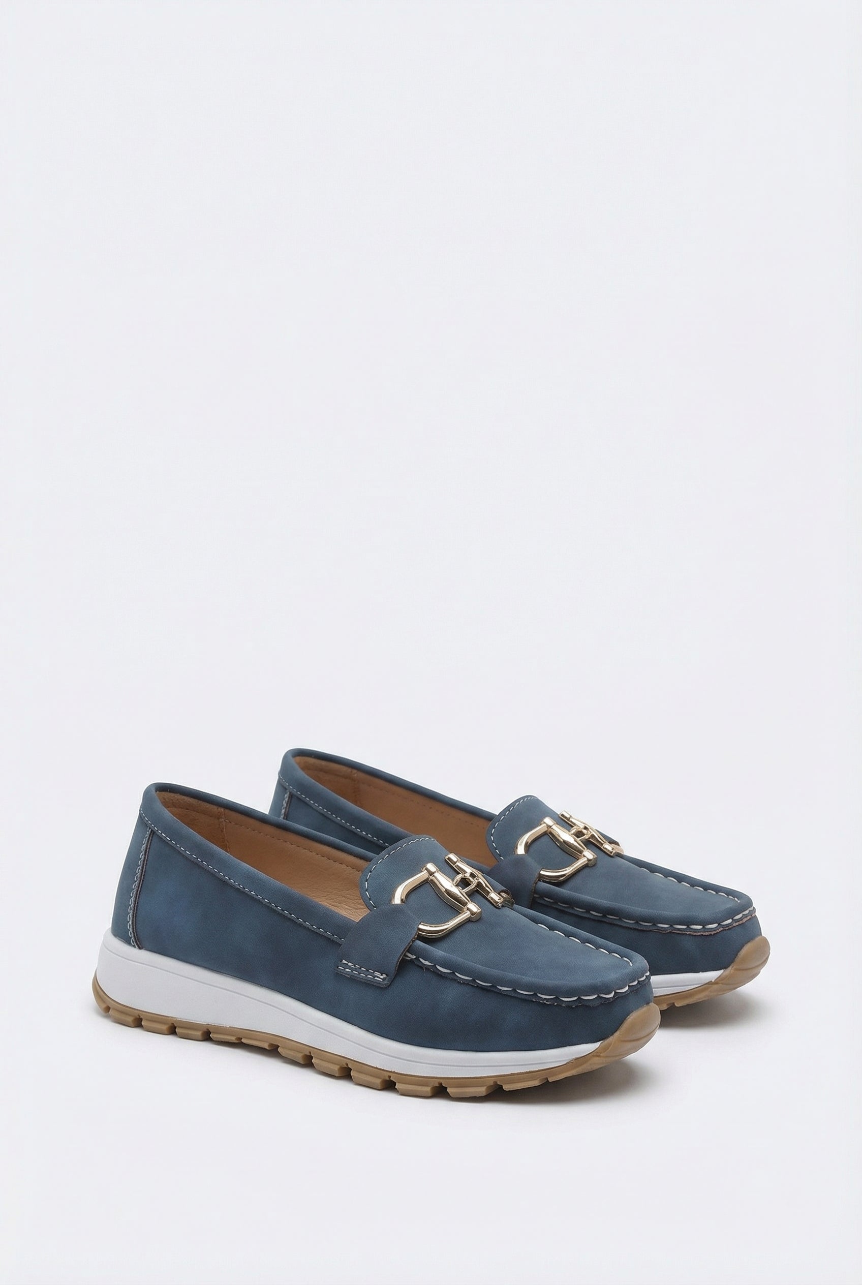 Women's Loafers Vegan Leather Flat Wedge with Buckle Accent
