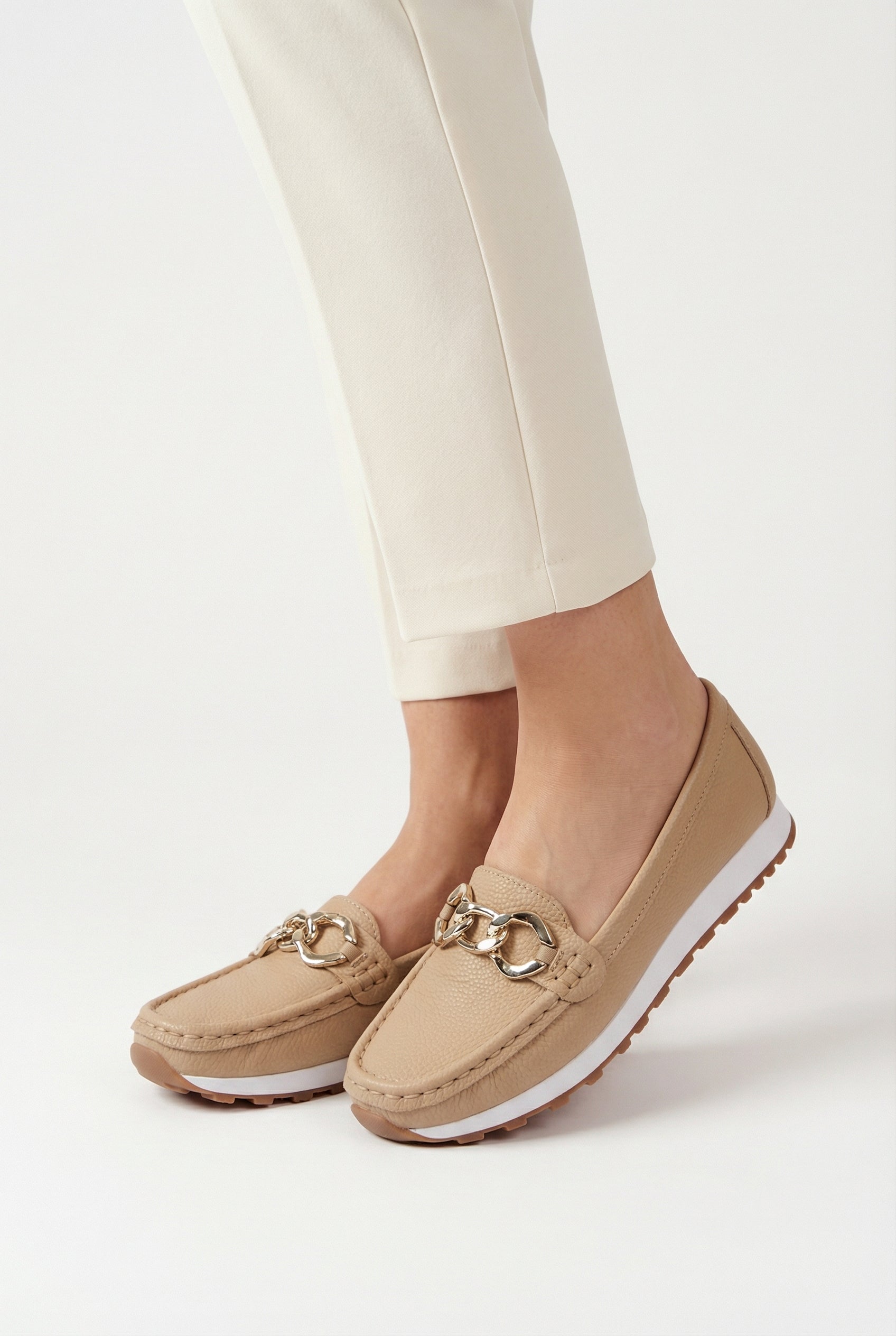 Women's Loafers Vegan Leather Flat Wedge with Buckle Accent