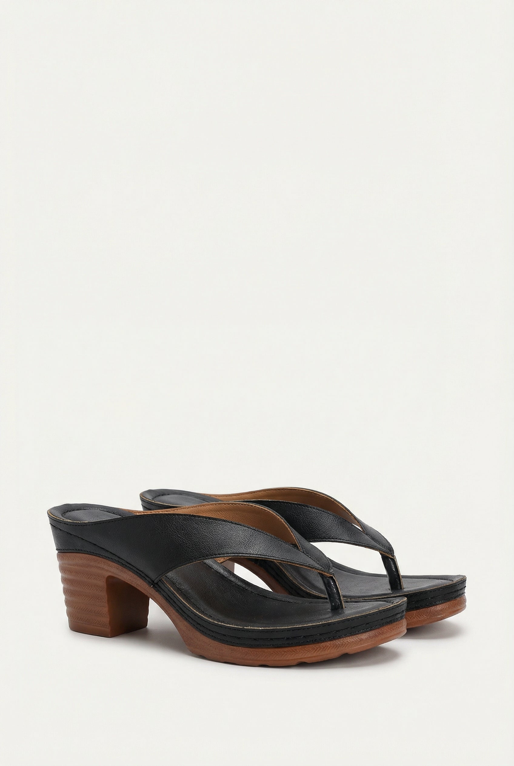 Women's Sandals Vegan Leather Cushioned Insole Ergonomic Footbed Low Block Heel