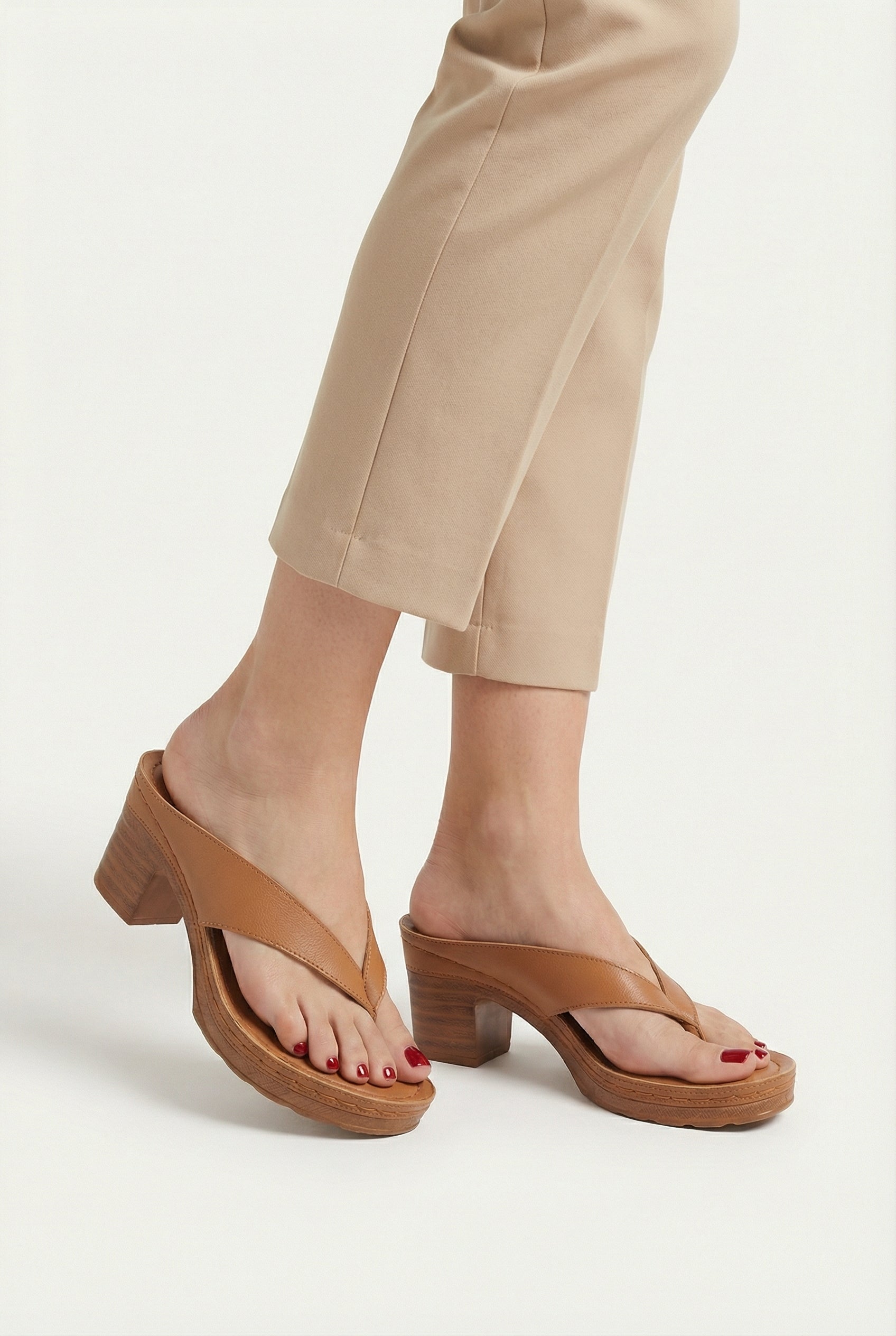 Women's Sandals Vegan Leather Cushioned Insole Ergonomic Footbed Low Block Heel