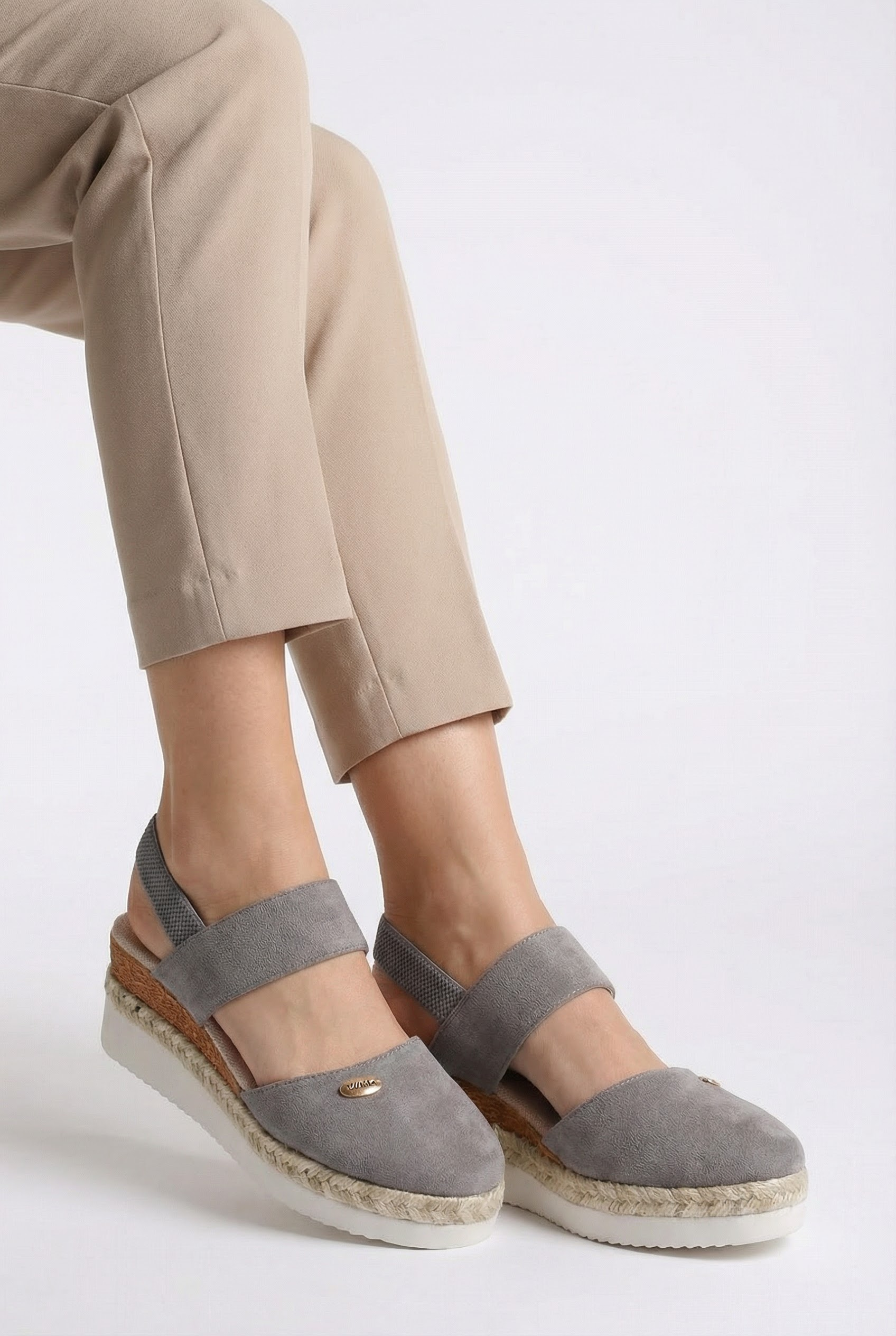 Women's Espadrille Wedge Sandals with Adjustable Buckle Strap