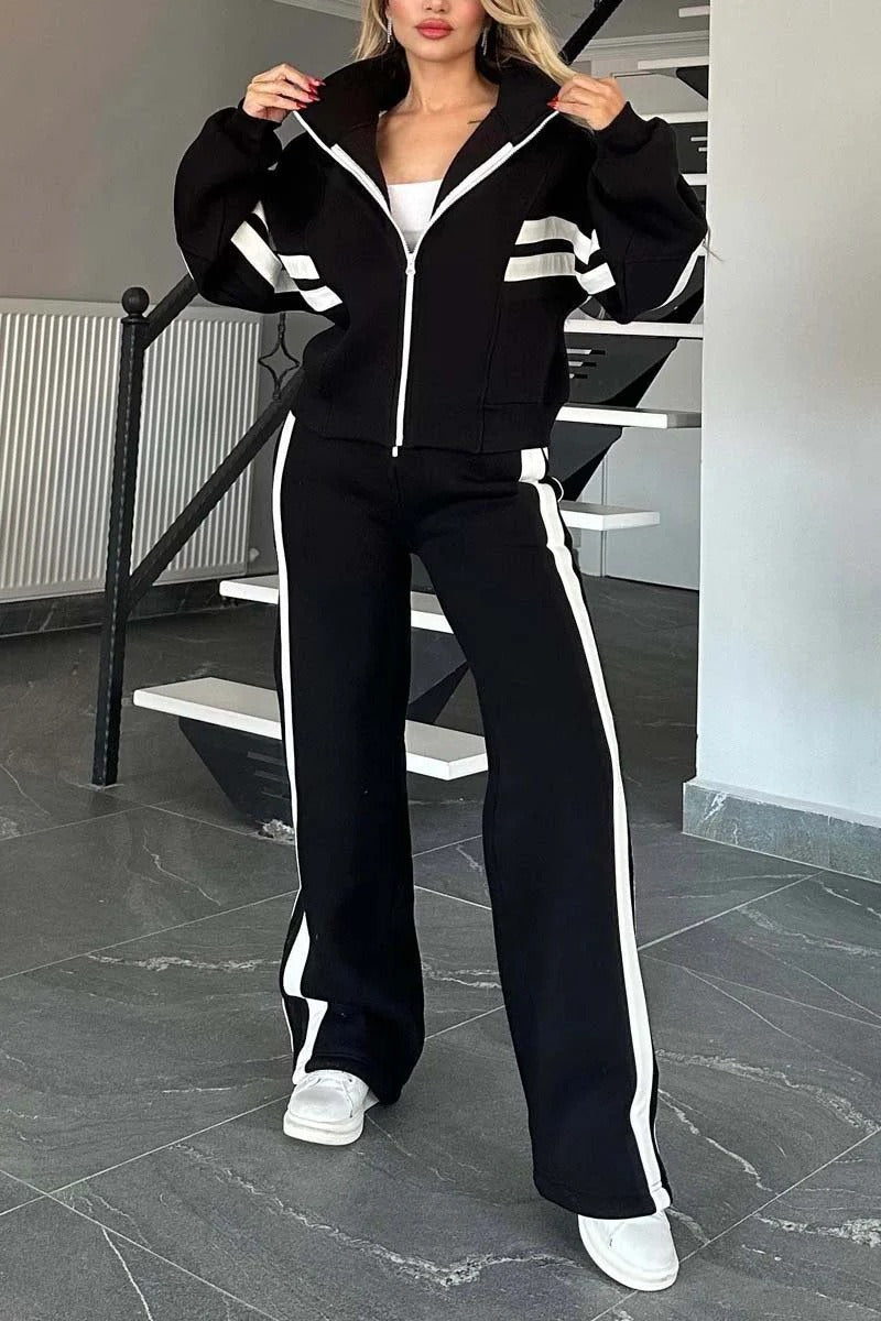 Women's Zip Jacket Two-Piece Set | Long Sleeve, Casual Outfit