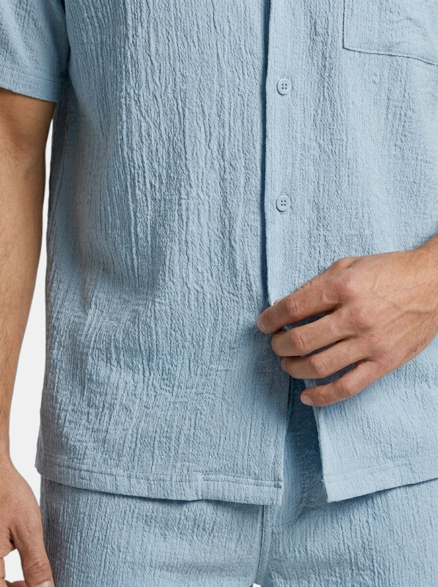 Men's Two-Piece Set | Relaxed Camp Collar Shirt & Elasticated Waist Shorts