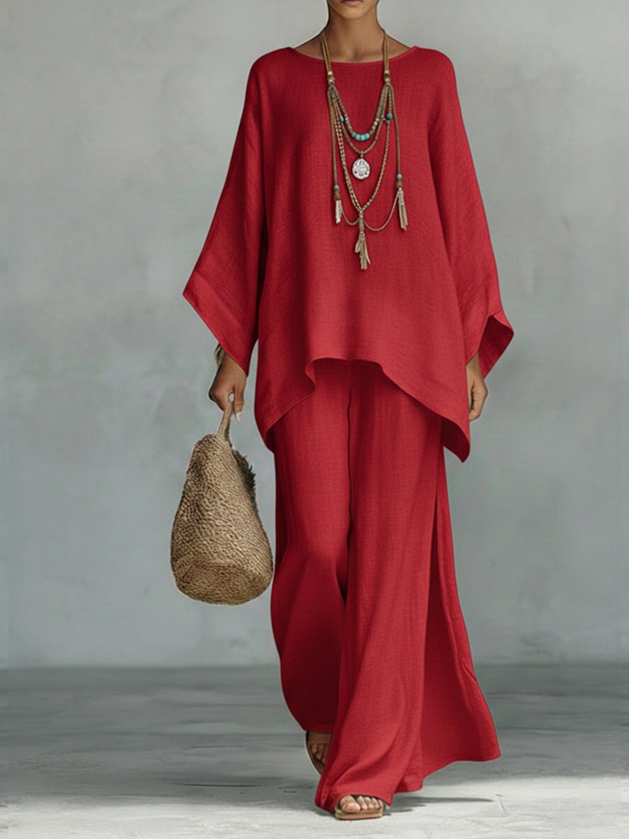 Women's Two-Piece Set Oversized Long Sleeve Top & Pants Casual Outfit