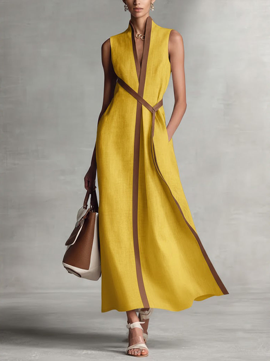 Women's Maxi Dress V Neck Sleeveless Wrap Style