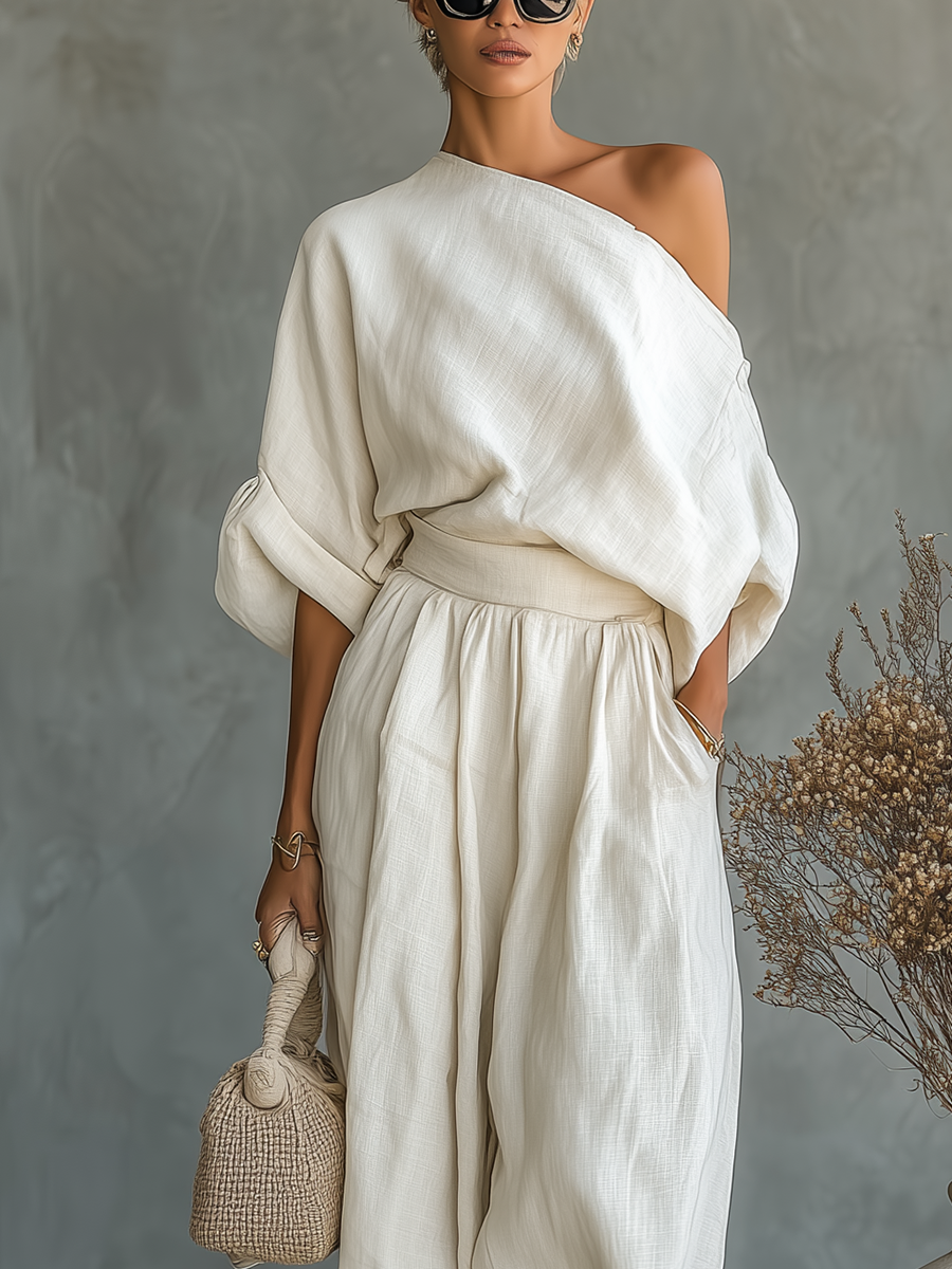 Women's Two Piece Set Off Shoulder Long Sleeve Casual Outfit