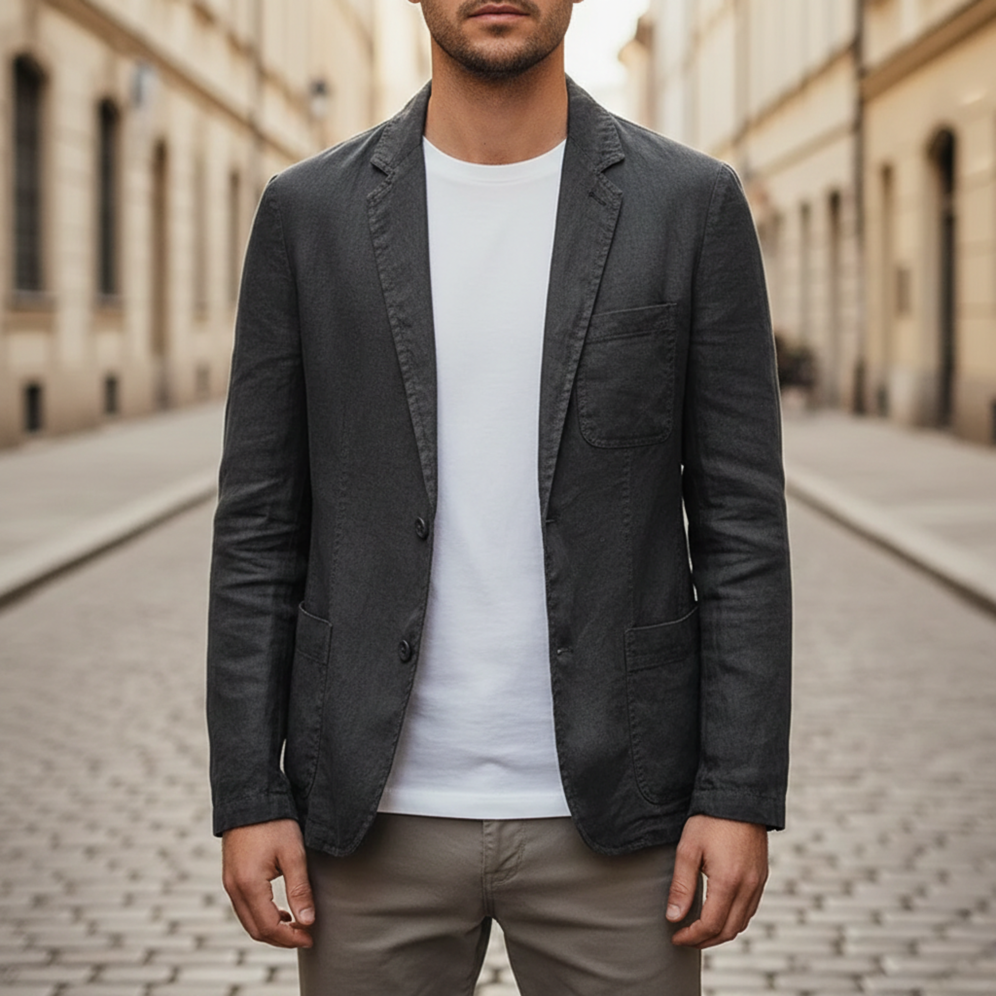 Men's Lightweight Linen Blazer Single Breasted Casual Outerwear
