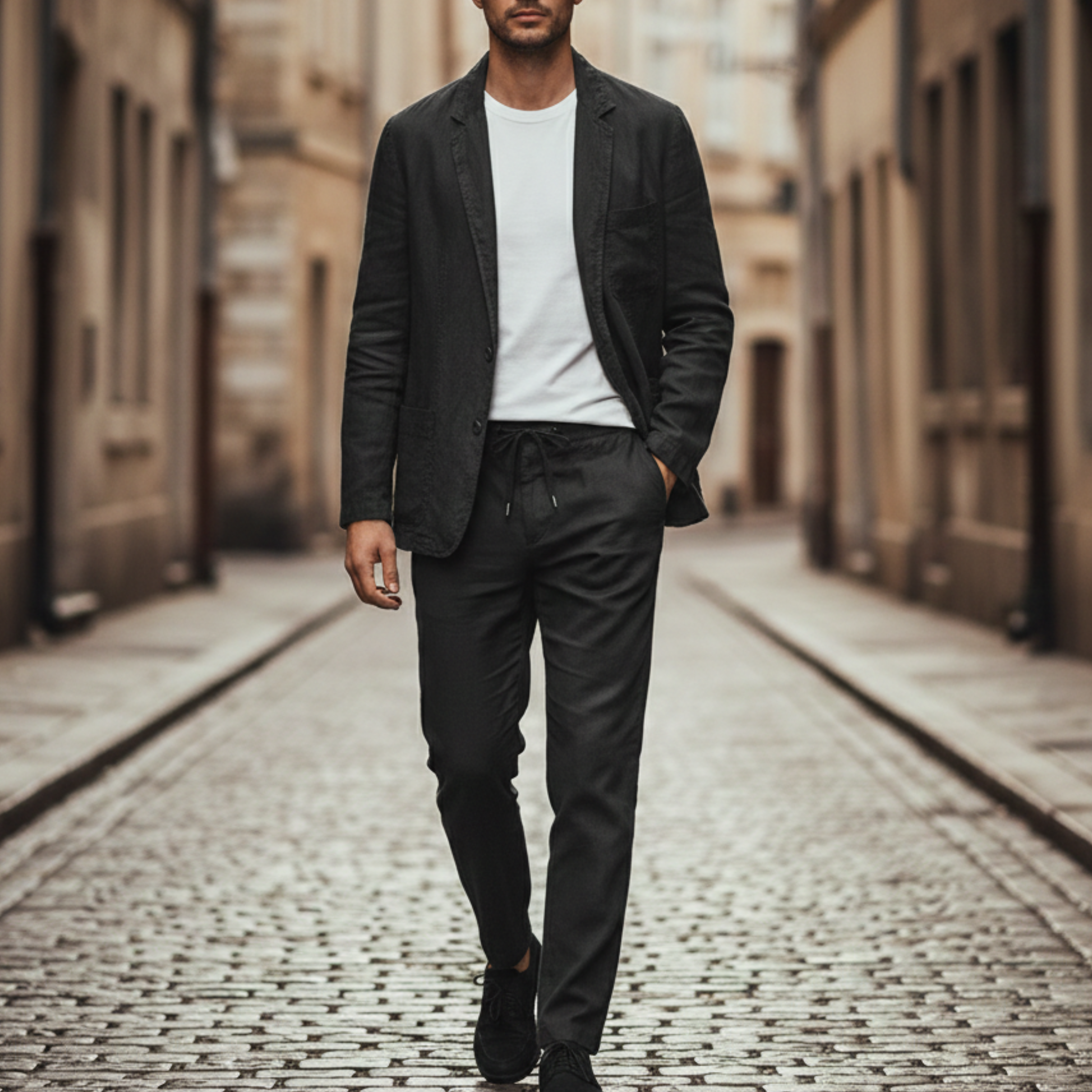 Men's Linen Suit Set Blazer and Pants Two Piece Outfit